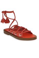 Cedric Charlier CHUNKY LACE UP SANDAL ORANGE SUEDE